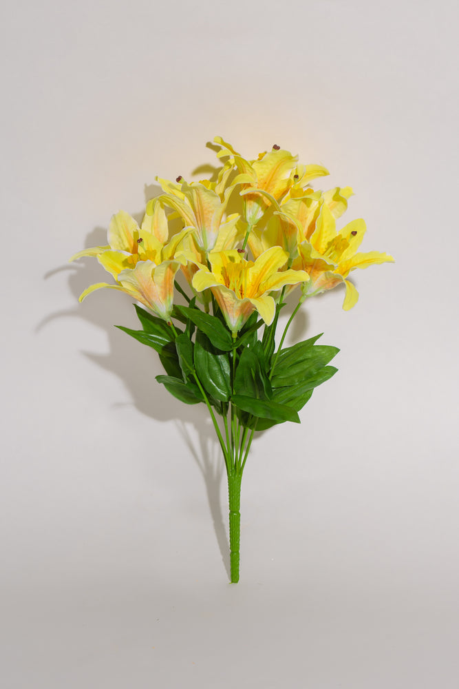 Artificial La Hybrid Lilium Yellow Bunch