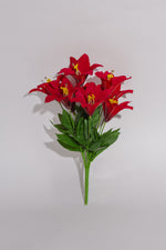 Artificial La Hybrid Lilium Red Bunch