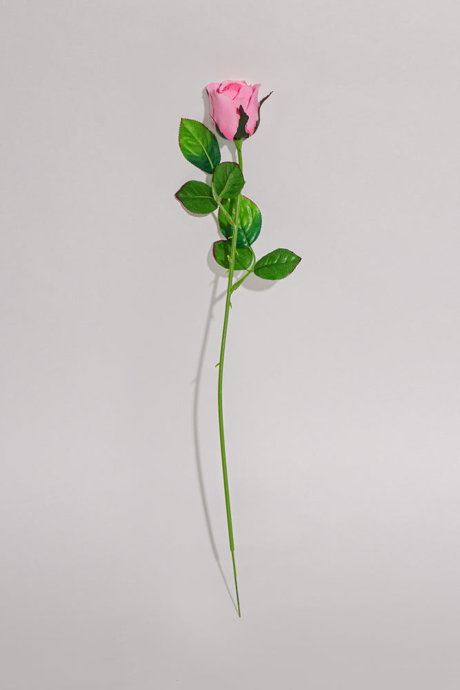 Artificial Ginny Clue Rose Bud Pink Stem