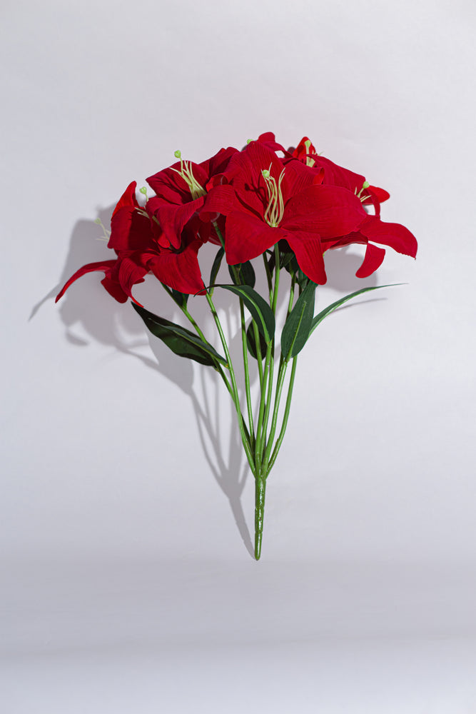 Artificial Asiatic Lilium Red Bunch