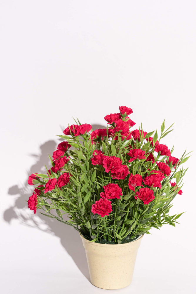Artificial Carnation Red Potted Flower Small Blooms