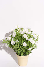 Artificial Carnation White Potted Flower Small Blooms