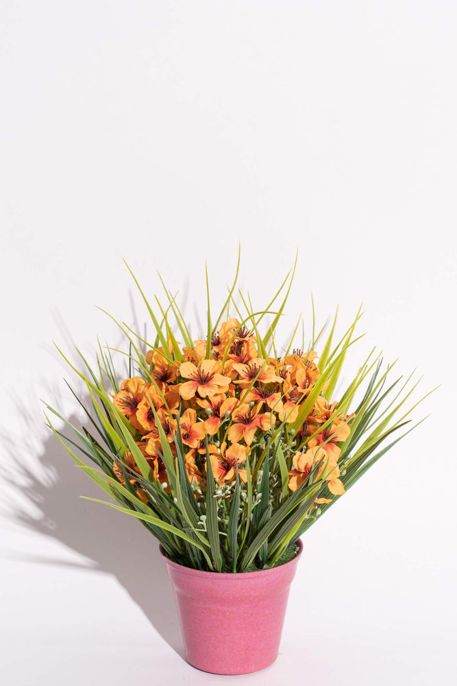 Artificial Geranium Orange Potted Flower