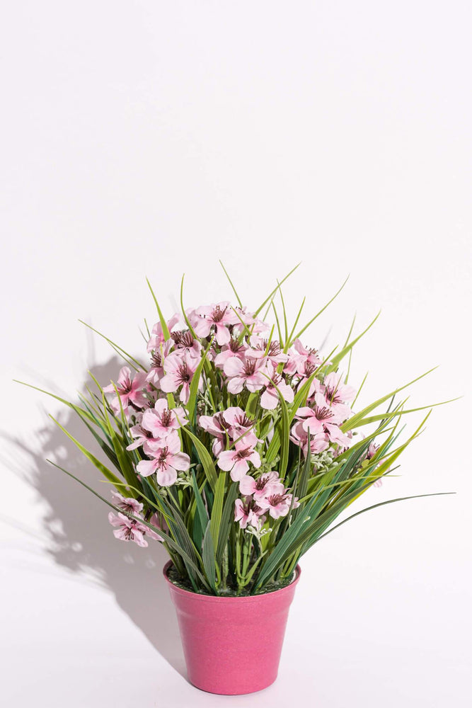 Artificial Geranium Pink Potted Flower
