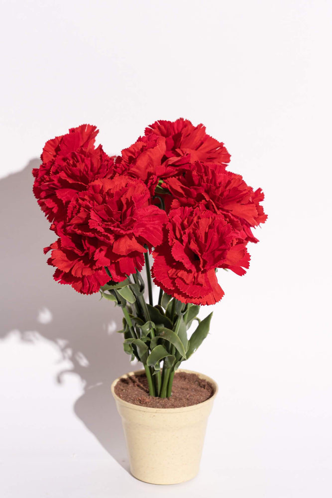 Artificial Carnation Large Red Potted Flower