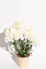 Artificial Carnation Large White Potted Flower