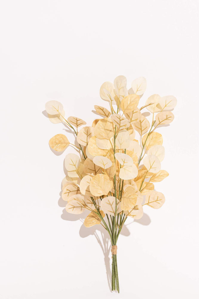 Artificial Eucalyptus Silver Dollar Bouquet - Golden White