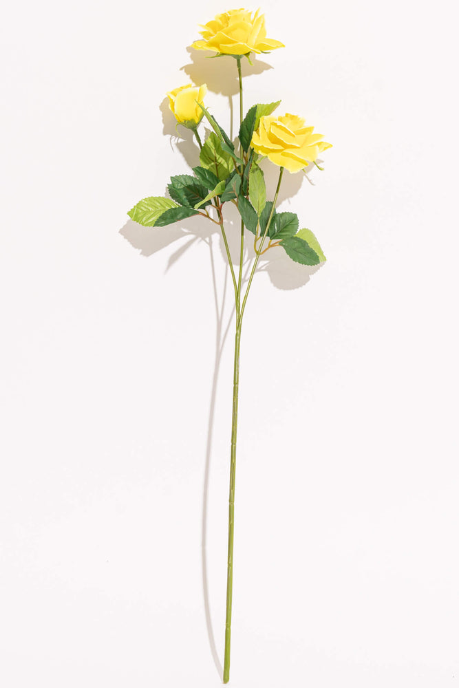 Artificial Bell Rose Yellow Stem 3 Branches