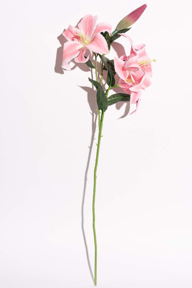 Artificial Lilium Pink Stem with 1 Bud