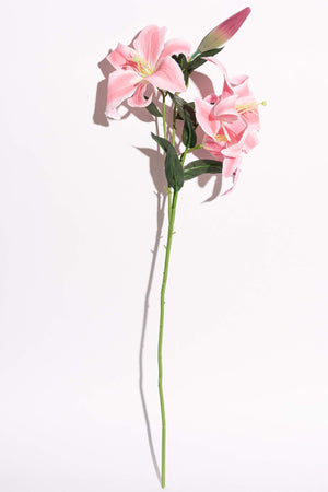 Artificial Lilium Pink Stem with 1 Bud