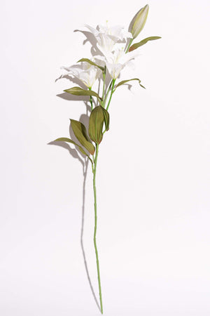 Artificial Lilium White Stem with 1 Bud