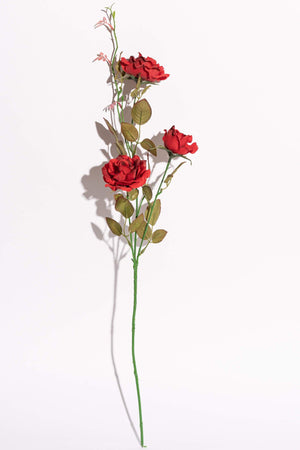 Artificial Lady Bird Rose Red Stem 3 Branches