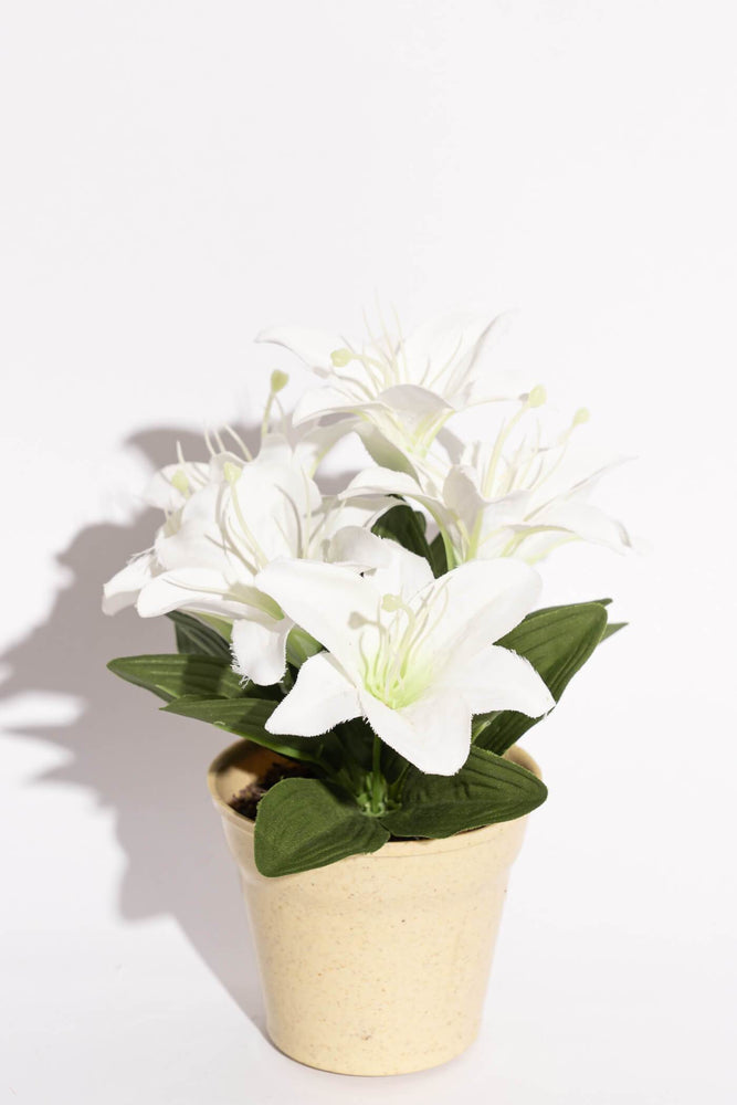 Artificial Lilium White Potted Flower